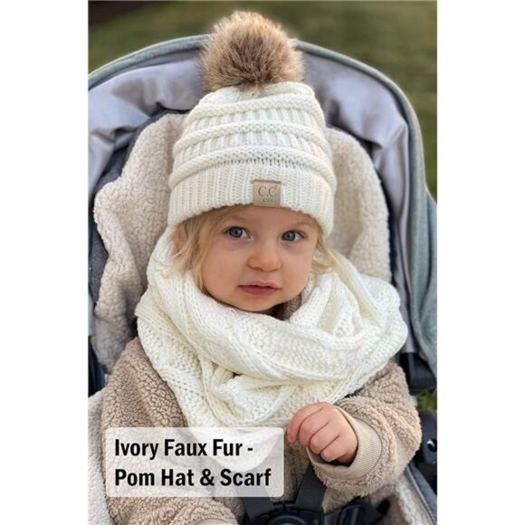 Funky Junque Kids Matching Set Girls Boys Toddler Infinity Scarf Hat Beanie - Picture 4 of 8